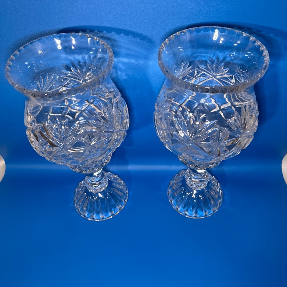 Elegant Crystal hurricane Candle Holders vintage - Picture 2 of 16